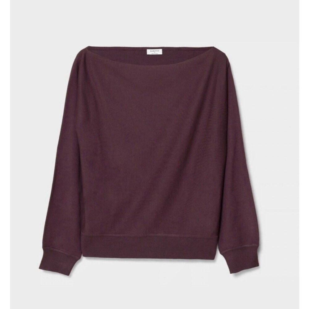Aritzia Babaton Off Shoulder Sweater Med Maroon Knit Womens Red Soft Long Sleeve